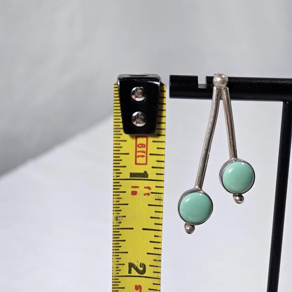 DTR Sterling Silver Turquoise Earrings. 925 Western Boho Cowgirl Minamlist Studs - Picture 6 of 8